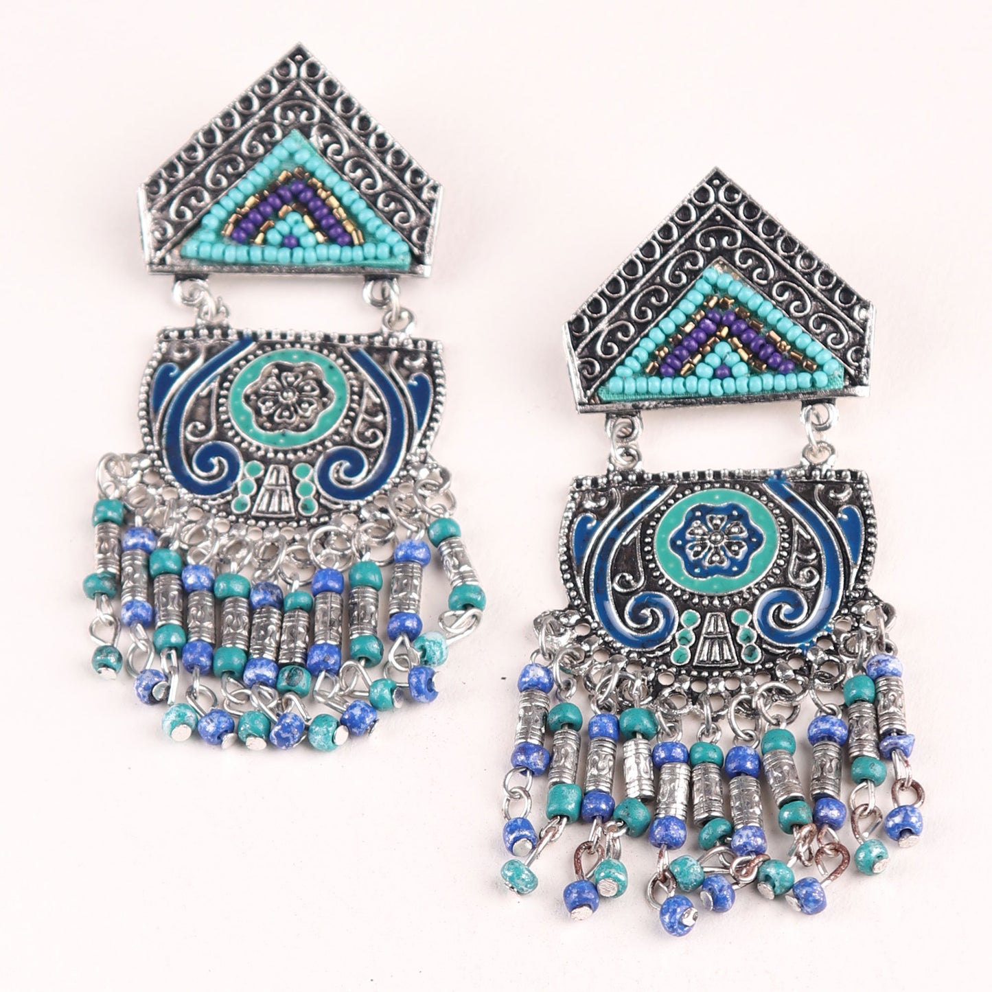 Earrings,The crown on your earlobe Earring in Blue & Green - Cippele Multi Store