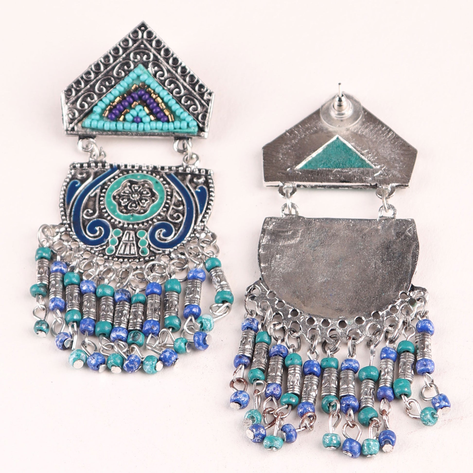 Earrings,The crown on your earlobe Earring in Blue & Green - Cippele Multi Store