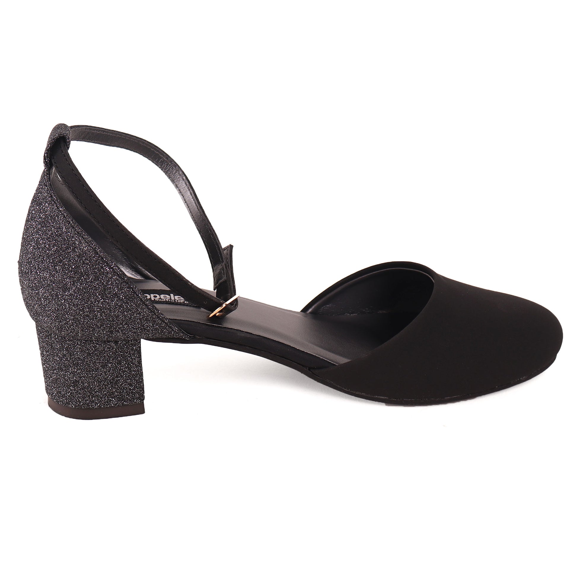 Foot Wear,The Black Glitter Block Heel - Cippele Multi Store