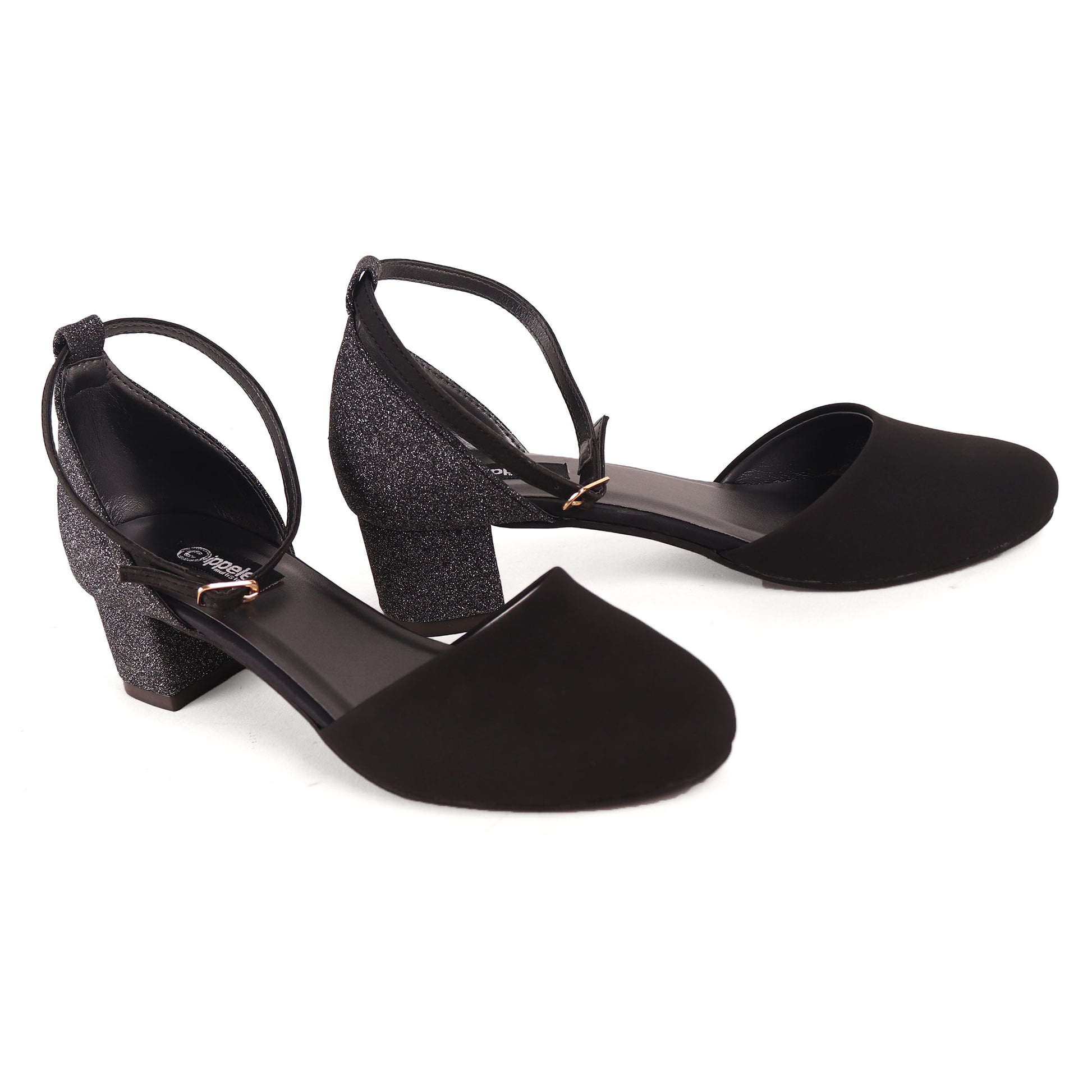 Foot Wear,The Black Glitter Block Heel - Cippele Multi Store