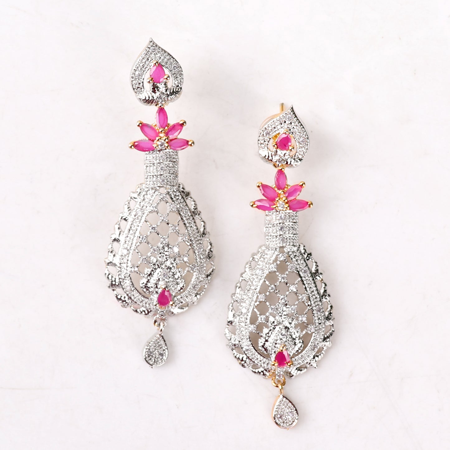 Earrings,Half Flower Western American Diamond Earrings - Cippele Multi Store