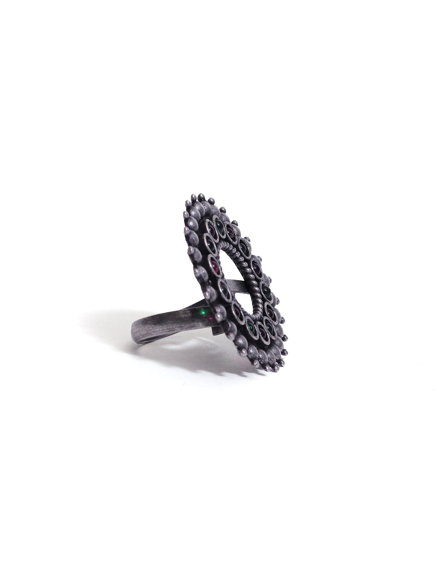 The Classy Magenta & Green Stone Glubule Ring