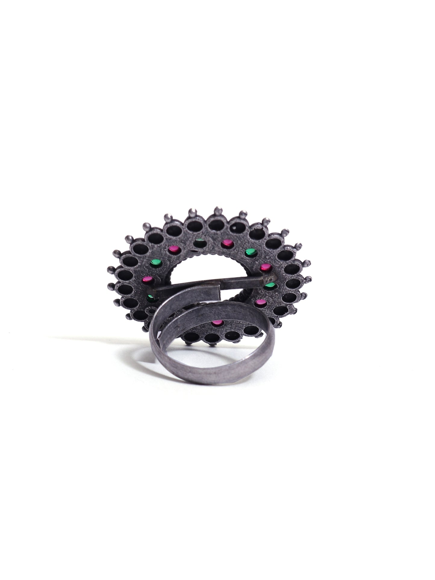 The Classy Magenta & Green Stone Glubule Ring