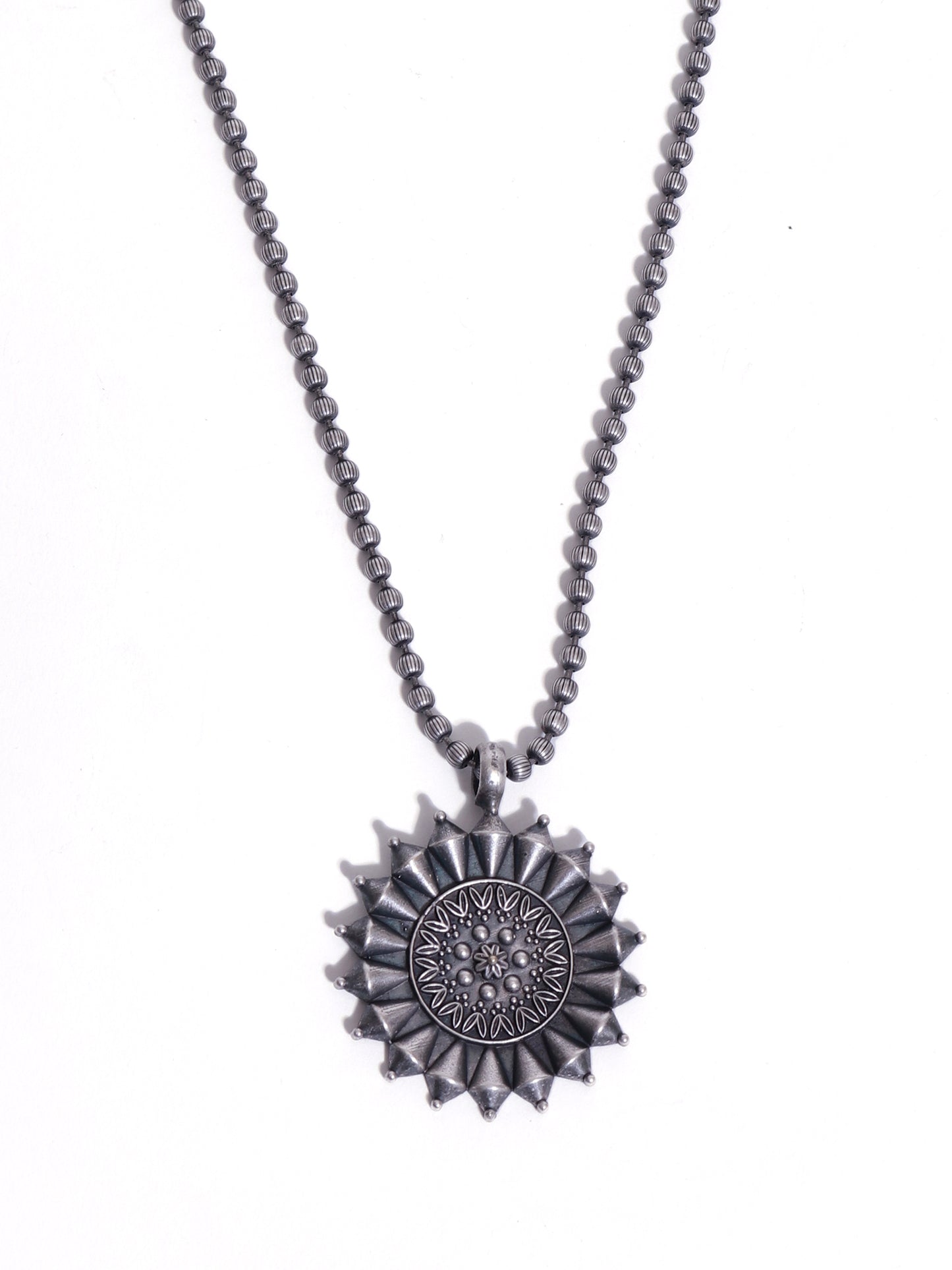 The Flowery Cone Brass Pendant Necklace