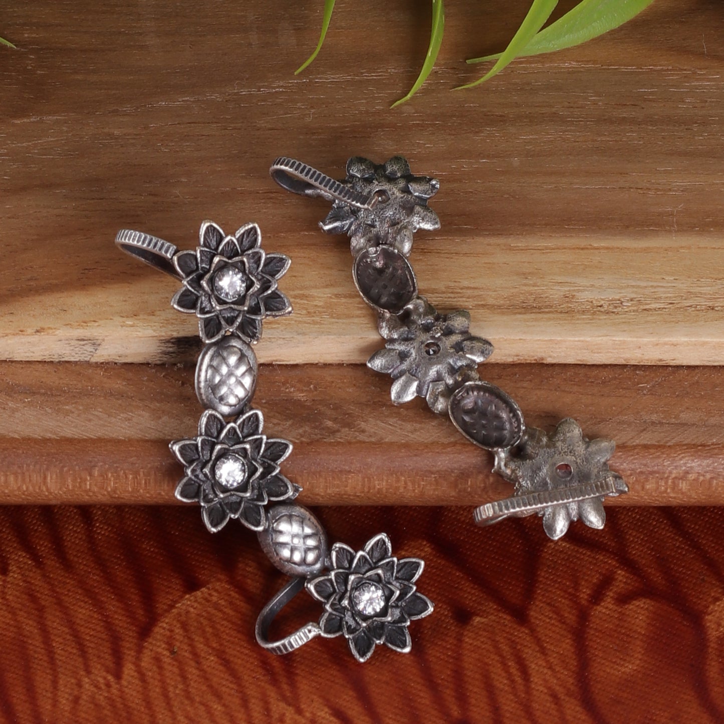 The Primal Vine Earcuff with White Stone