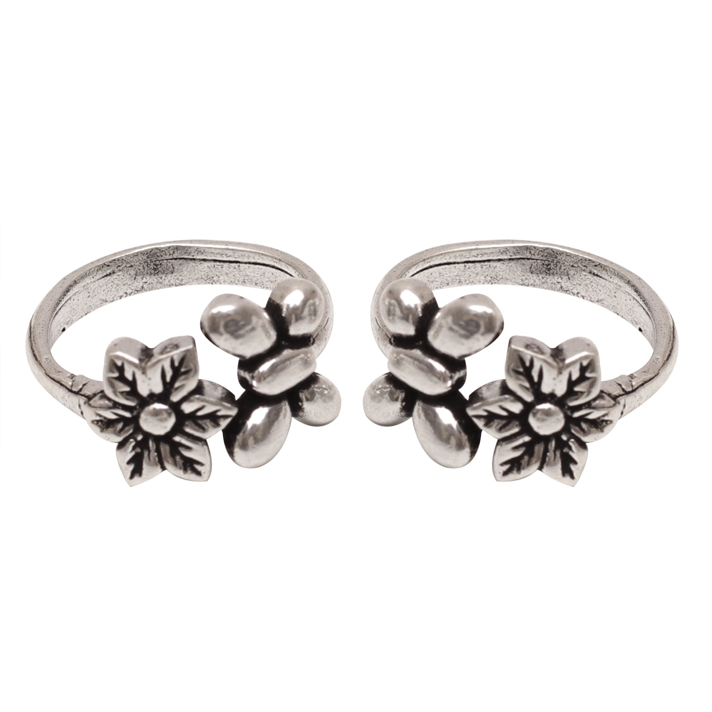 Floral Brass Toe Rings (Set of 2)
