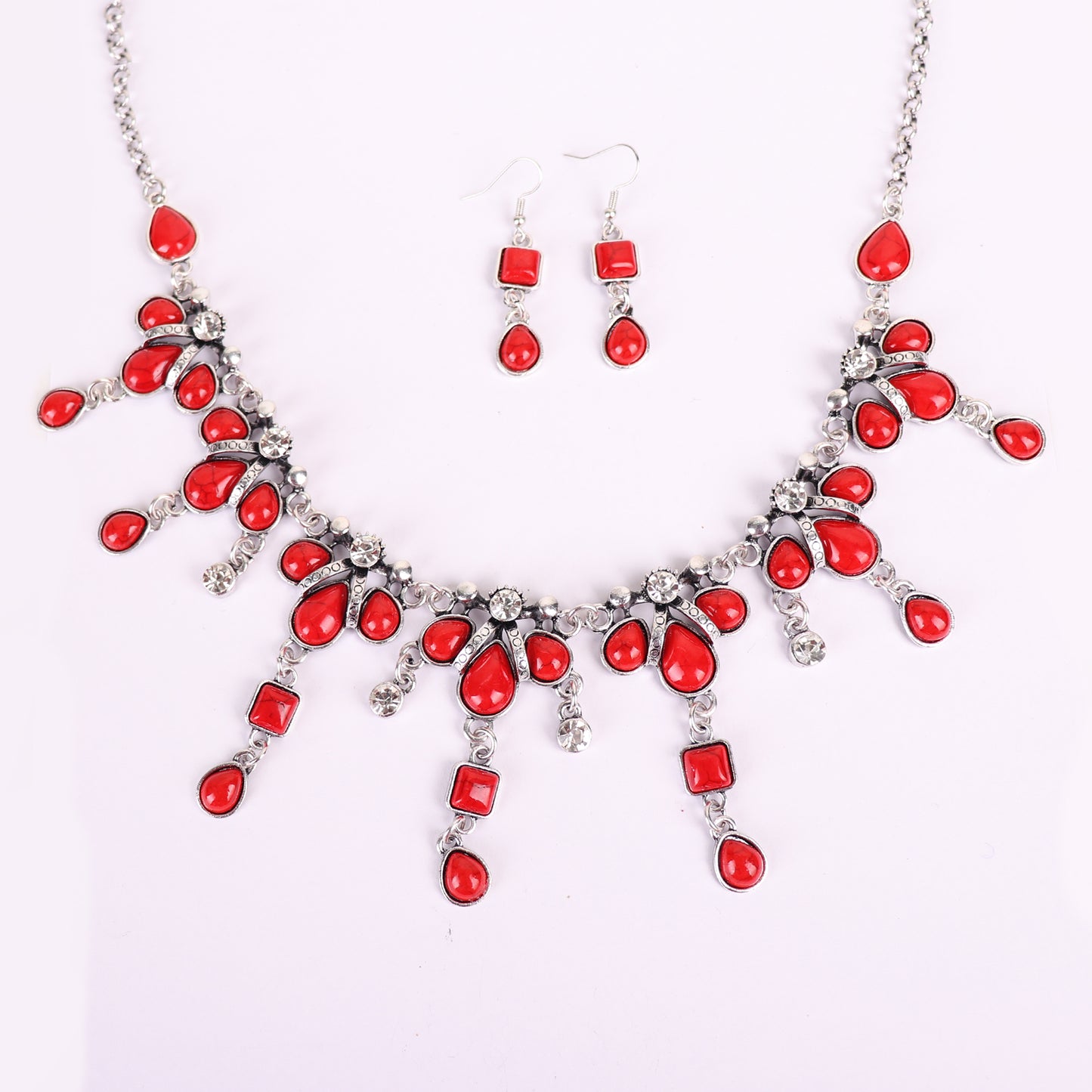 Necklace Set,Queen of Greece Necklace Set in Red - Cippele Multi Store