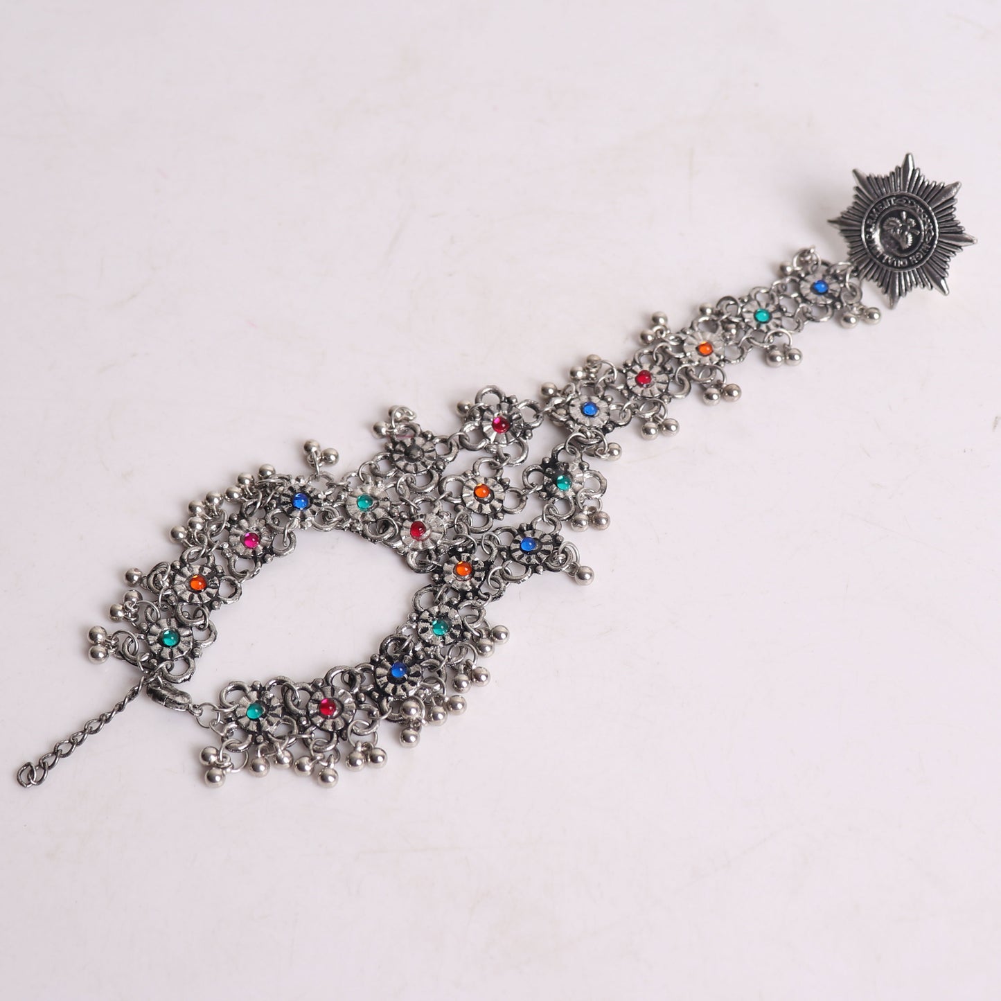 Hand Cuff,Traditional Hathphool with Multicolored Rhinestones - Cippele Multi Store