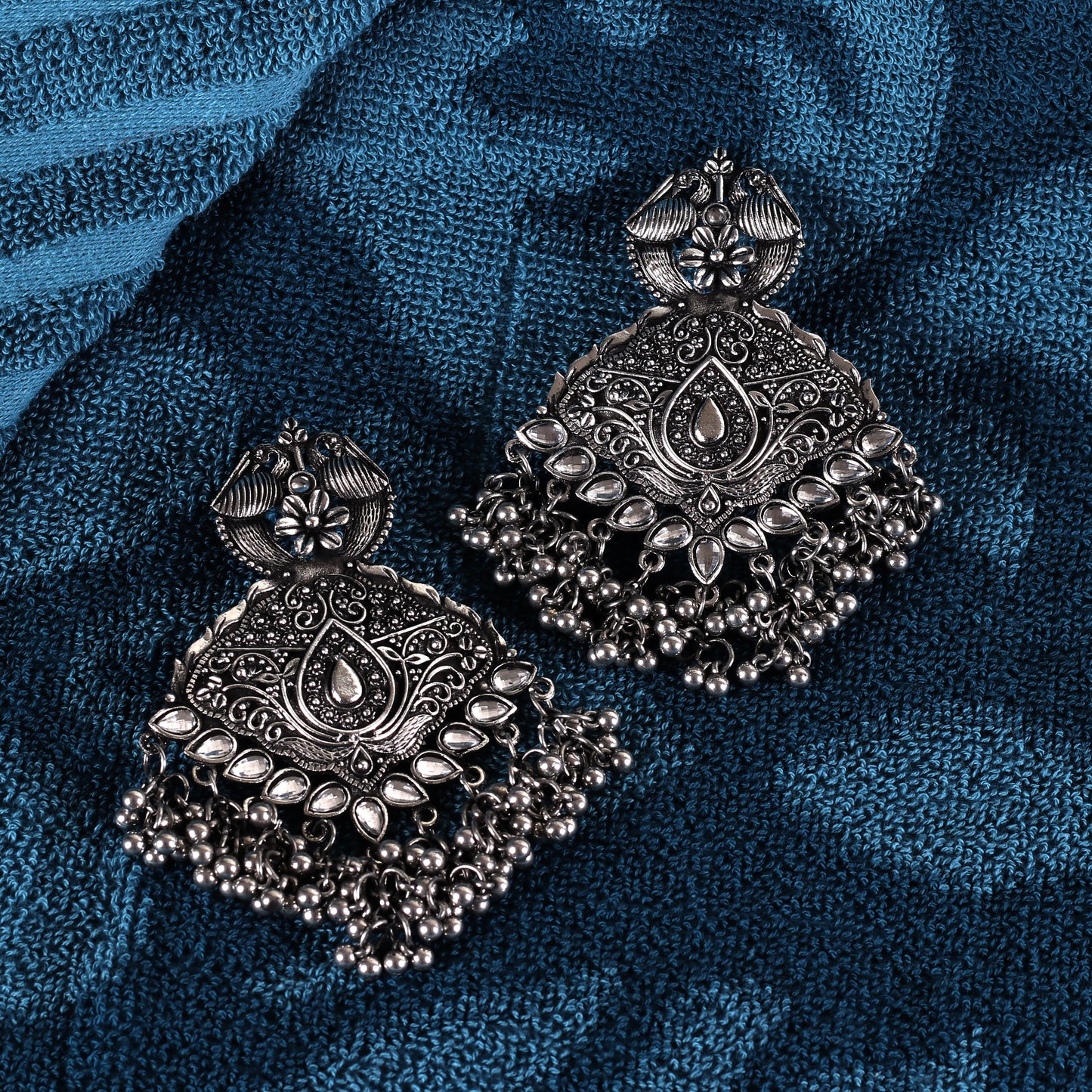 Oxidized Silver Ethnic Designer Earrings