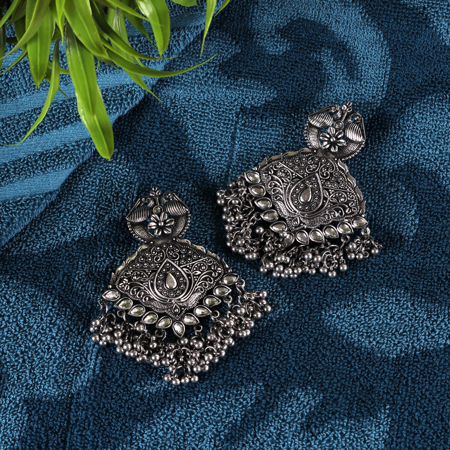 Oxidized Silver Ethnic Designer Earrings