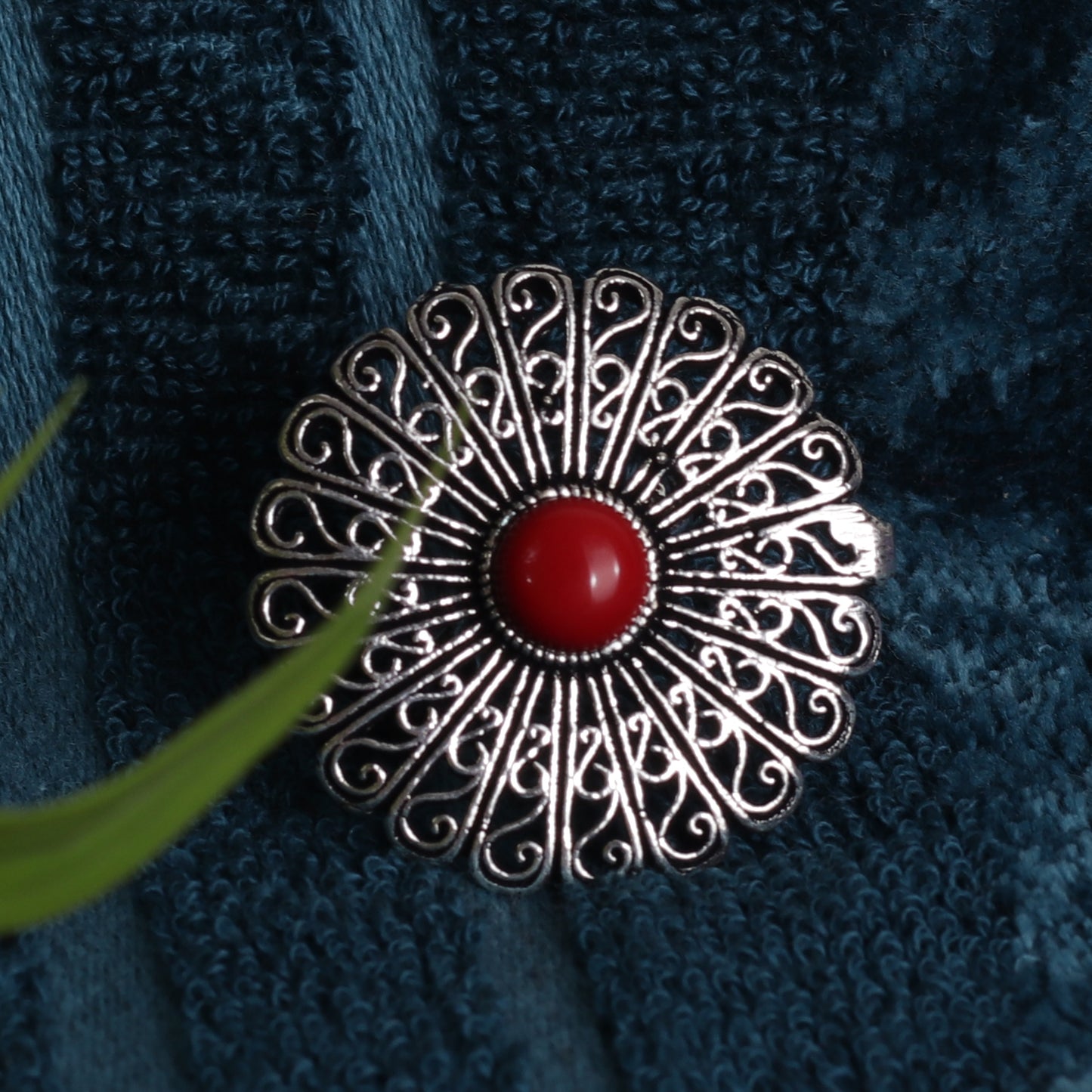 Silver & Red Vintage Ring