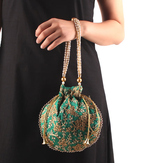 Potli,The Golden Amulet Bottle Green Potli - Cippele Multi Store