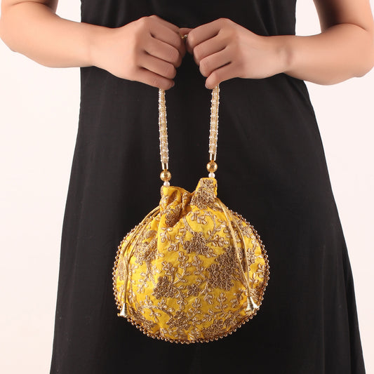Potli,The Golden Amulet Yellow Potli - Cippele Multi Store