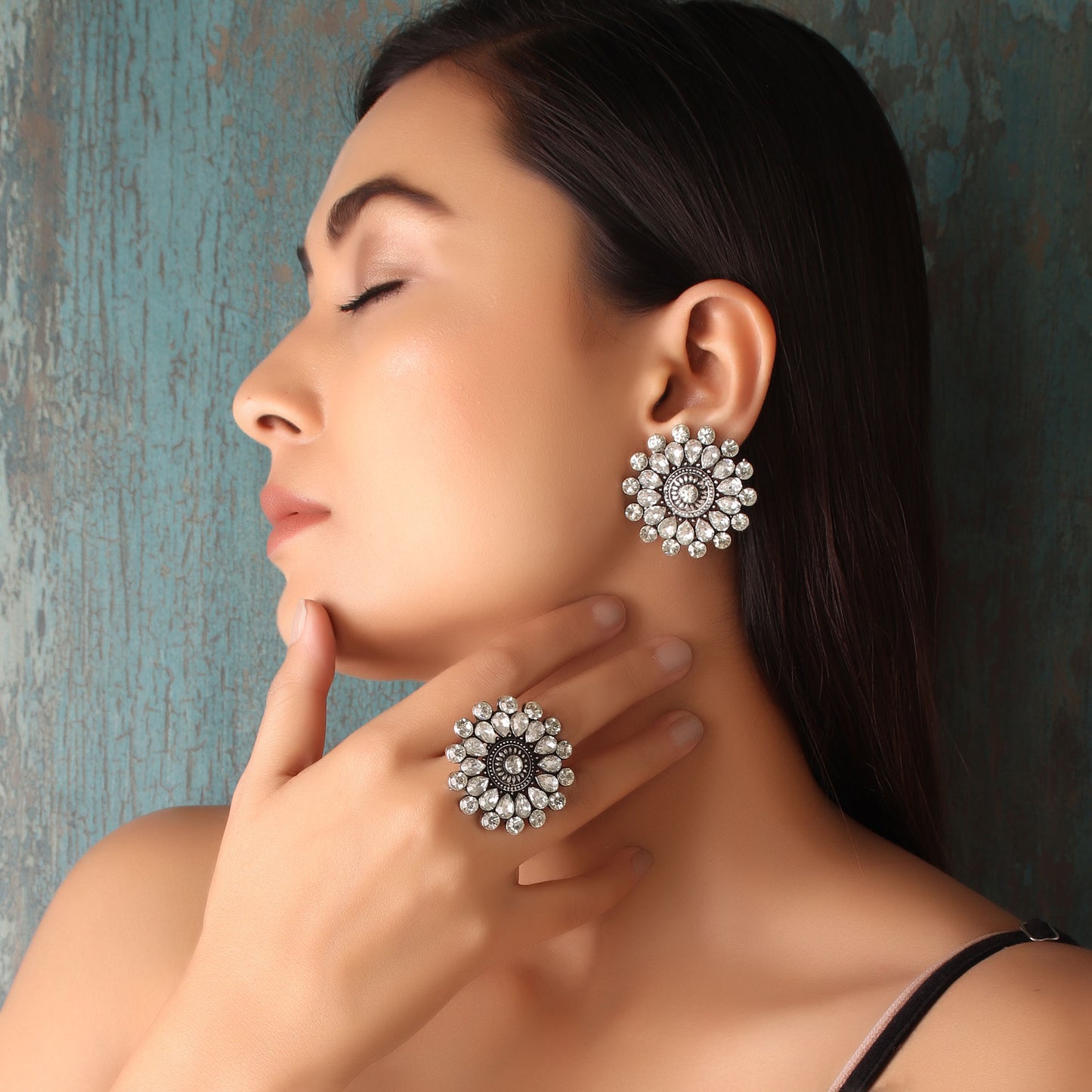Ring & Earring Set,The Caledonia Crystal- Rings and Earring Set - Cippele Multi Store