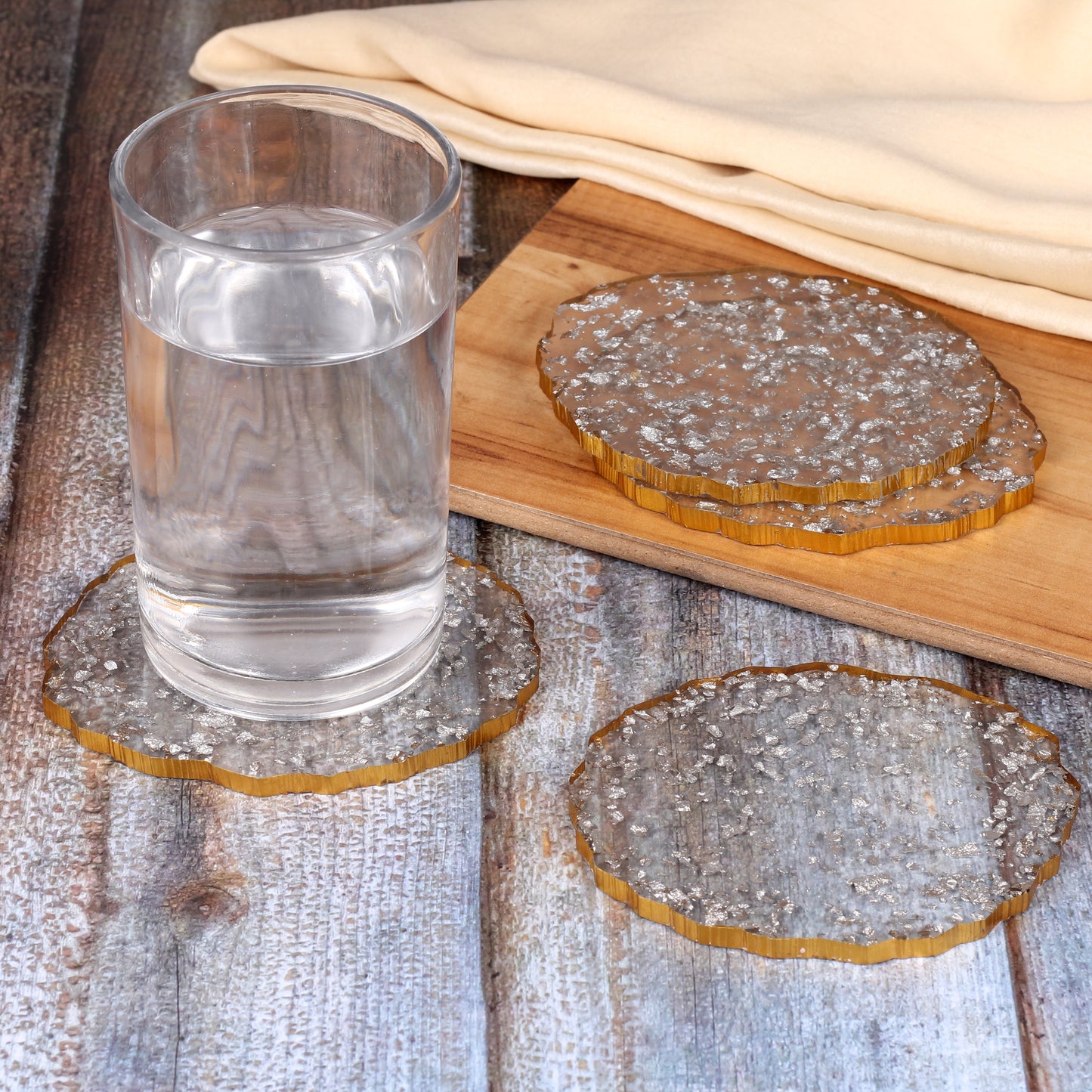 The Fluidic Silver Accent Coasters (Set of 4)