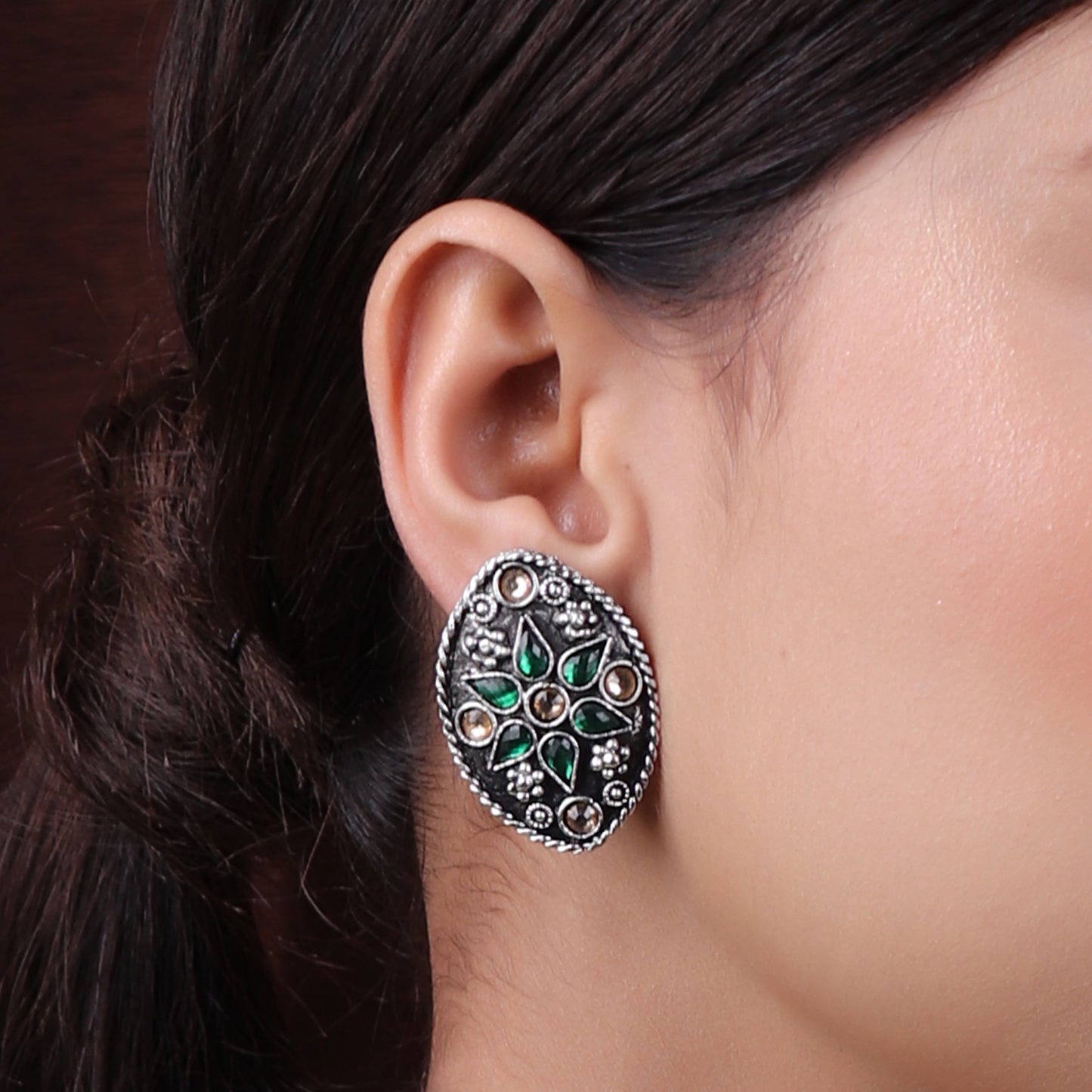 Necklace Set,The layered Moon Afghani Necklace set in Green & Cream - Cippele Multi Store