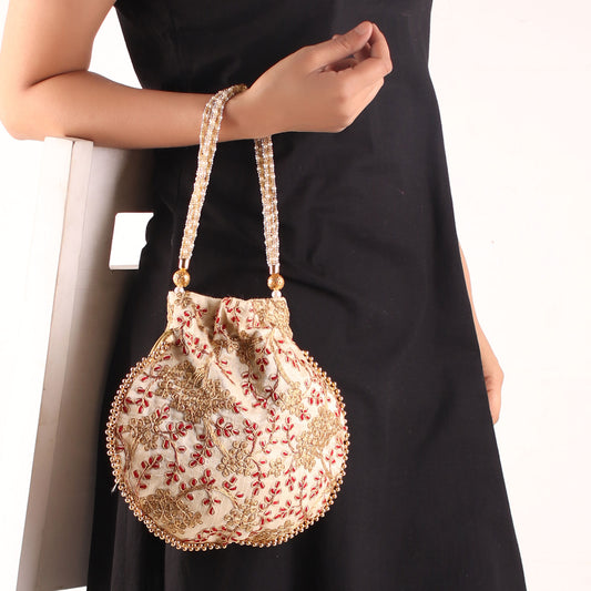 Potli,The Golden Amulet off White Potli - Cippele Multi Store