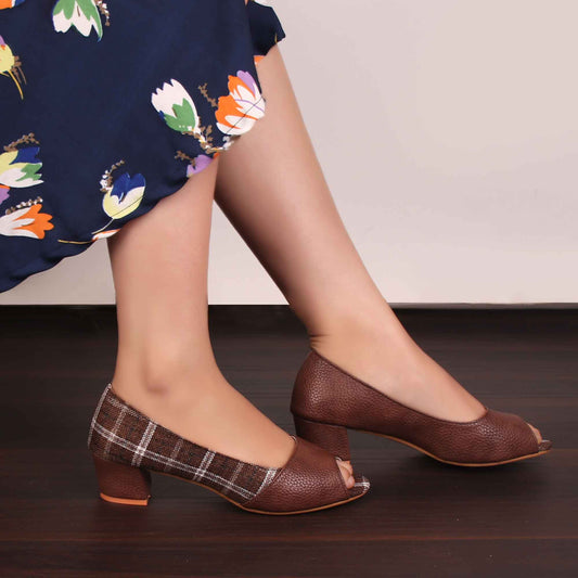 Foot Wear,The Classy Checks Block Heels - Cippele Multi Store