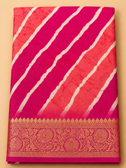 Rangrez Leheriya Saree with Designer Blouse