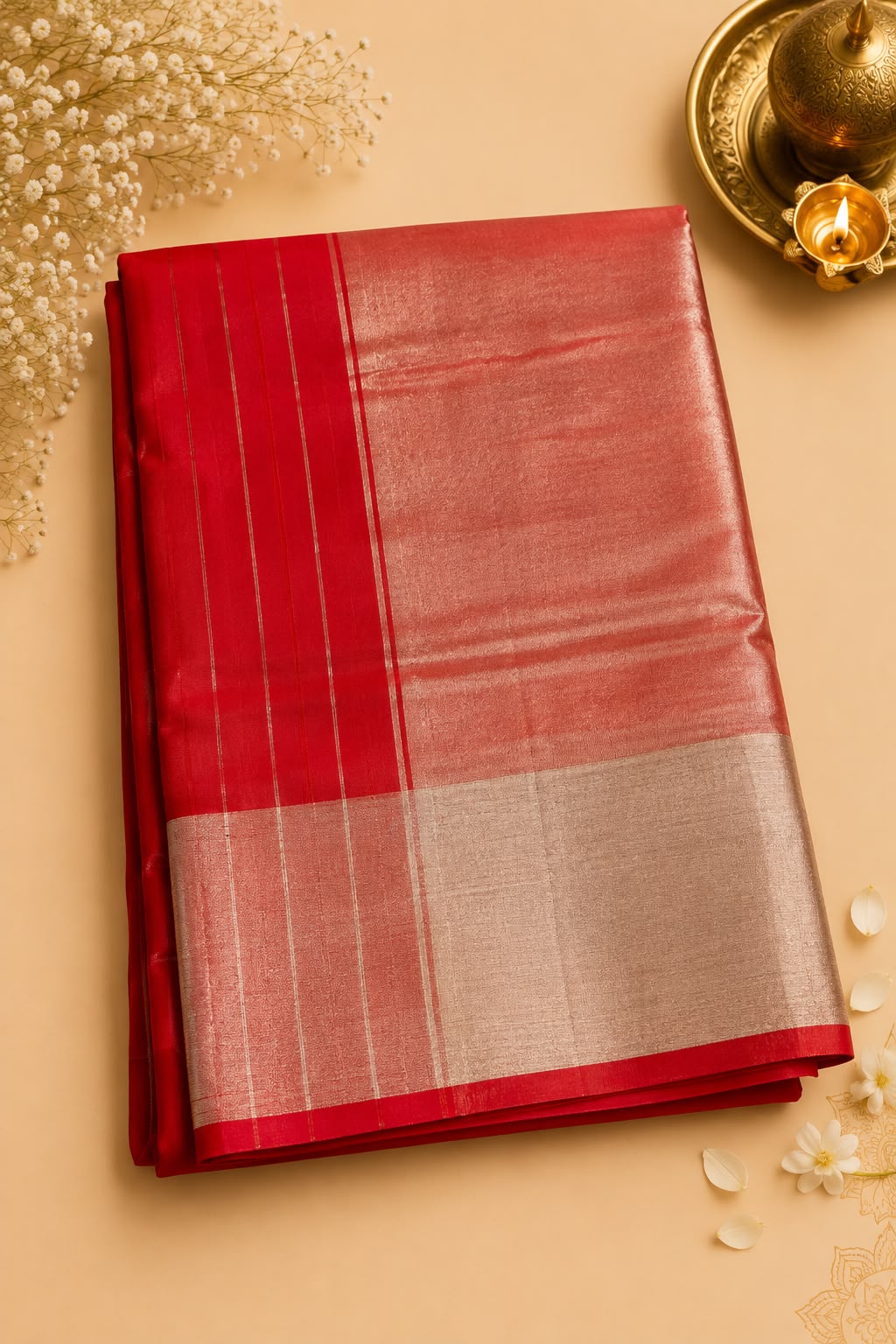 Saanjh Soft Cotton Saree (Red)