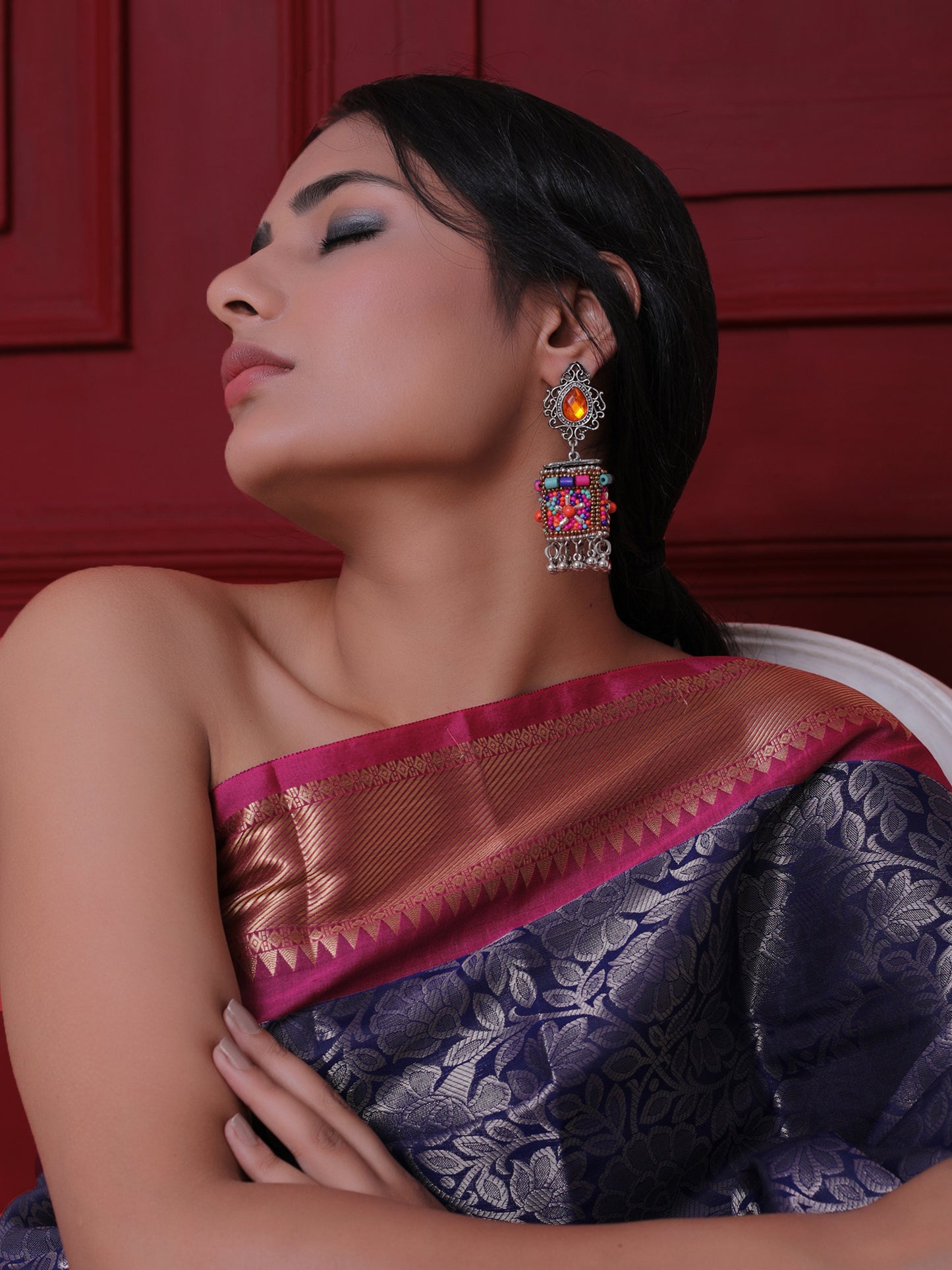 The Dazzling Stone Beaded Earring in Multicolor