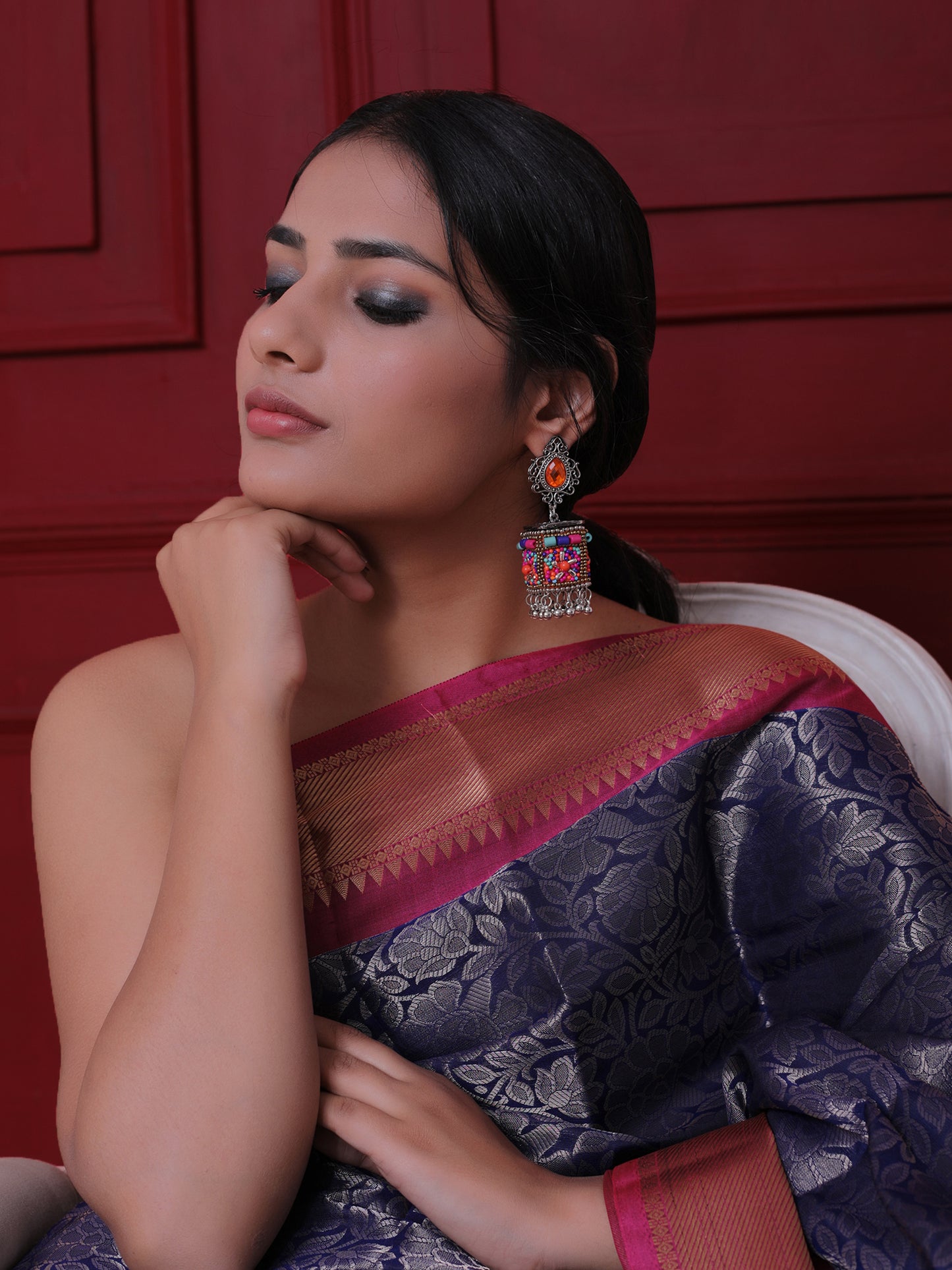 The Dazzling Stone Beaded Earring in Multicolor