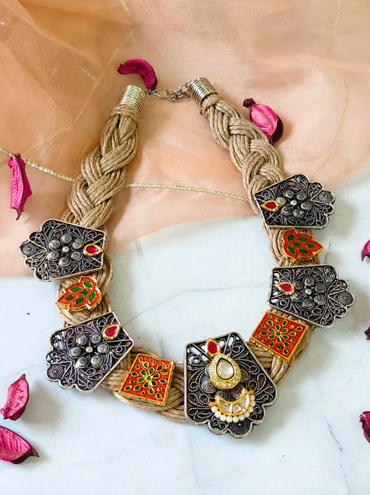 The Textured Tweed Jute Necklace