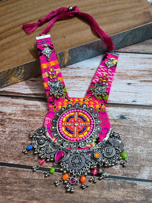 The Skittle Boho Necklace in Pink