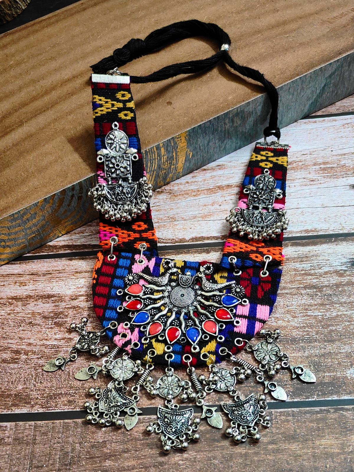 Boho Metallic Dye Drop Necklace in Multicolor