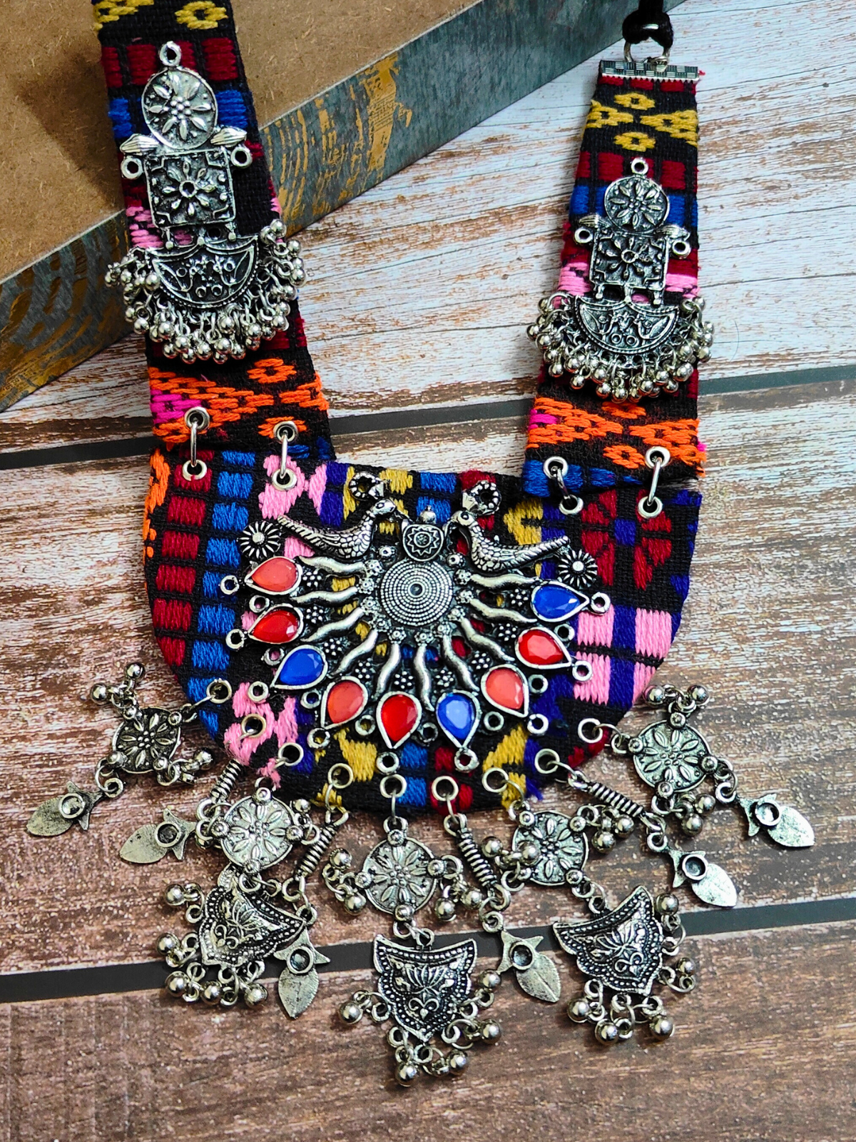 Boho Metallic Dye Drop Necklace in Multicolor