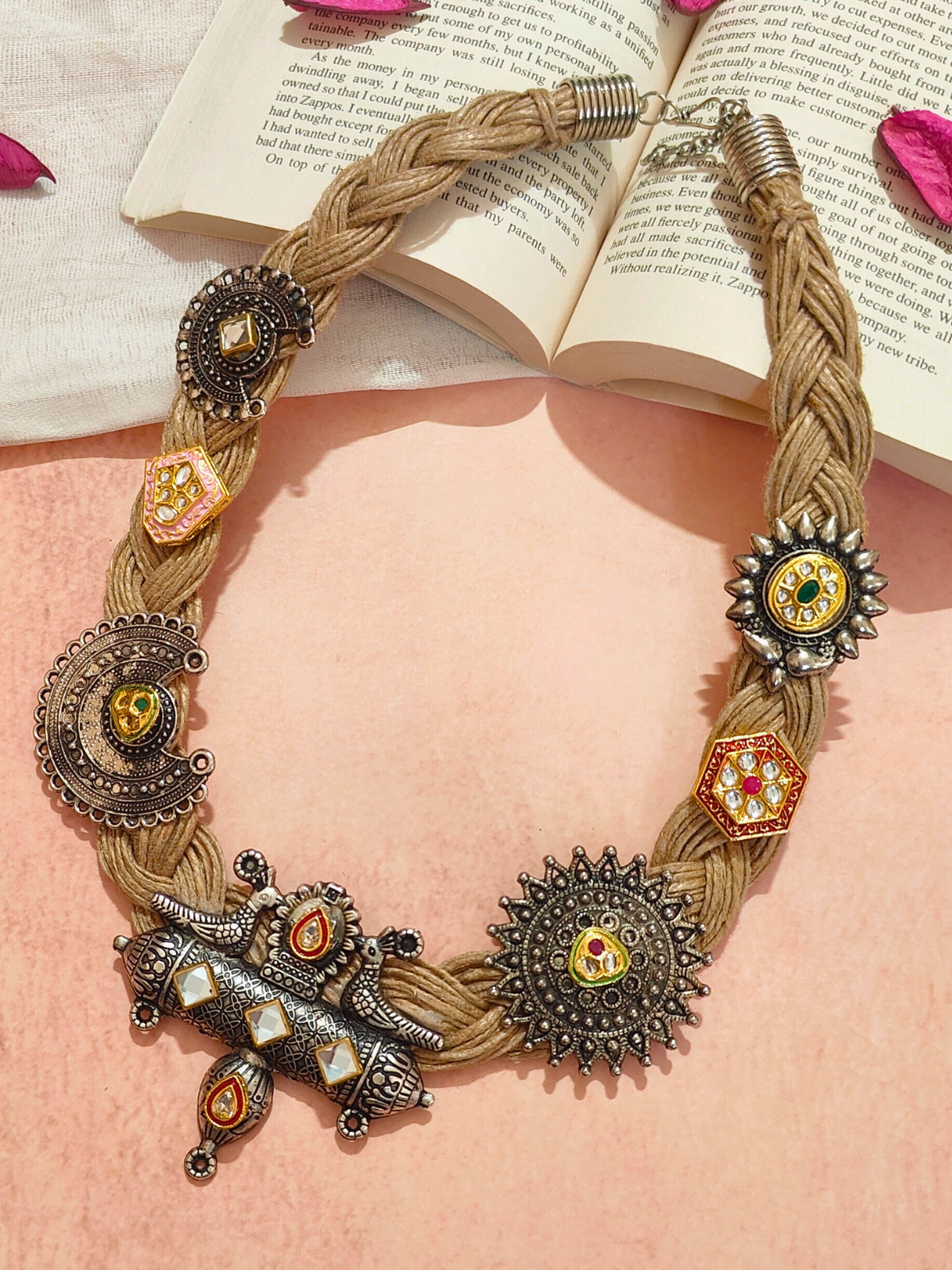 The Peacock In Jute Branch Necklace