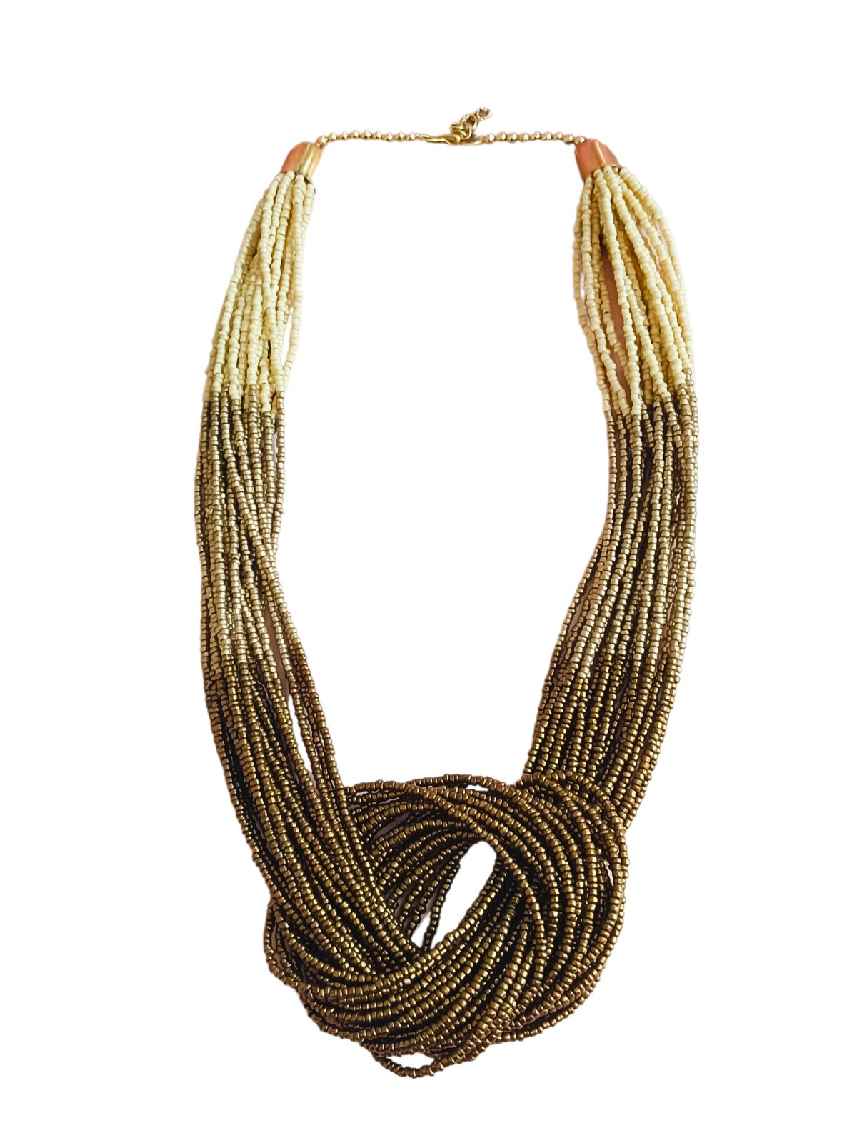 Boho Beaded Necklace with three color punch (Brown)