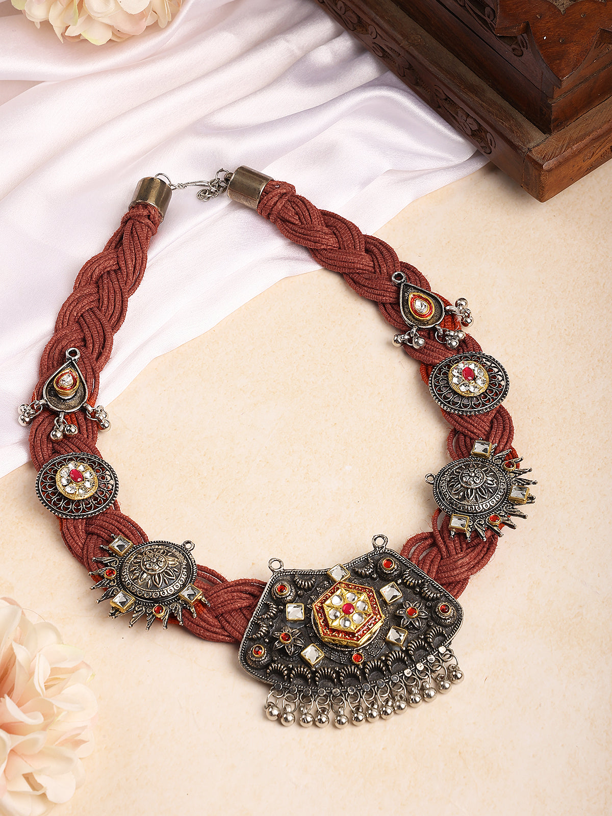 Rustic Chic Orange Jute Necklace