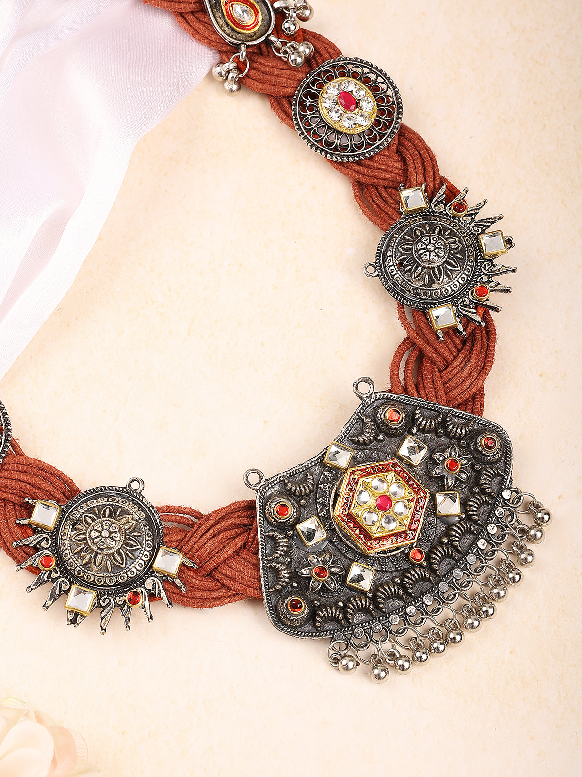 Rustic Chic Orange Jute Necklace