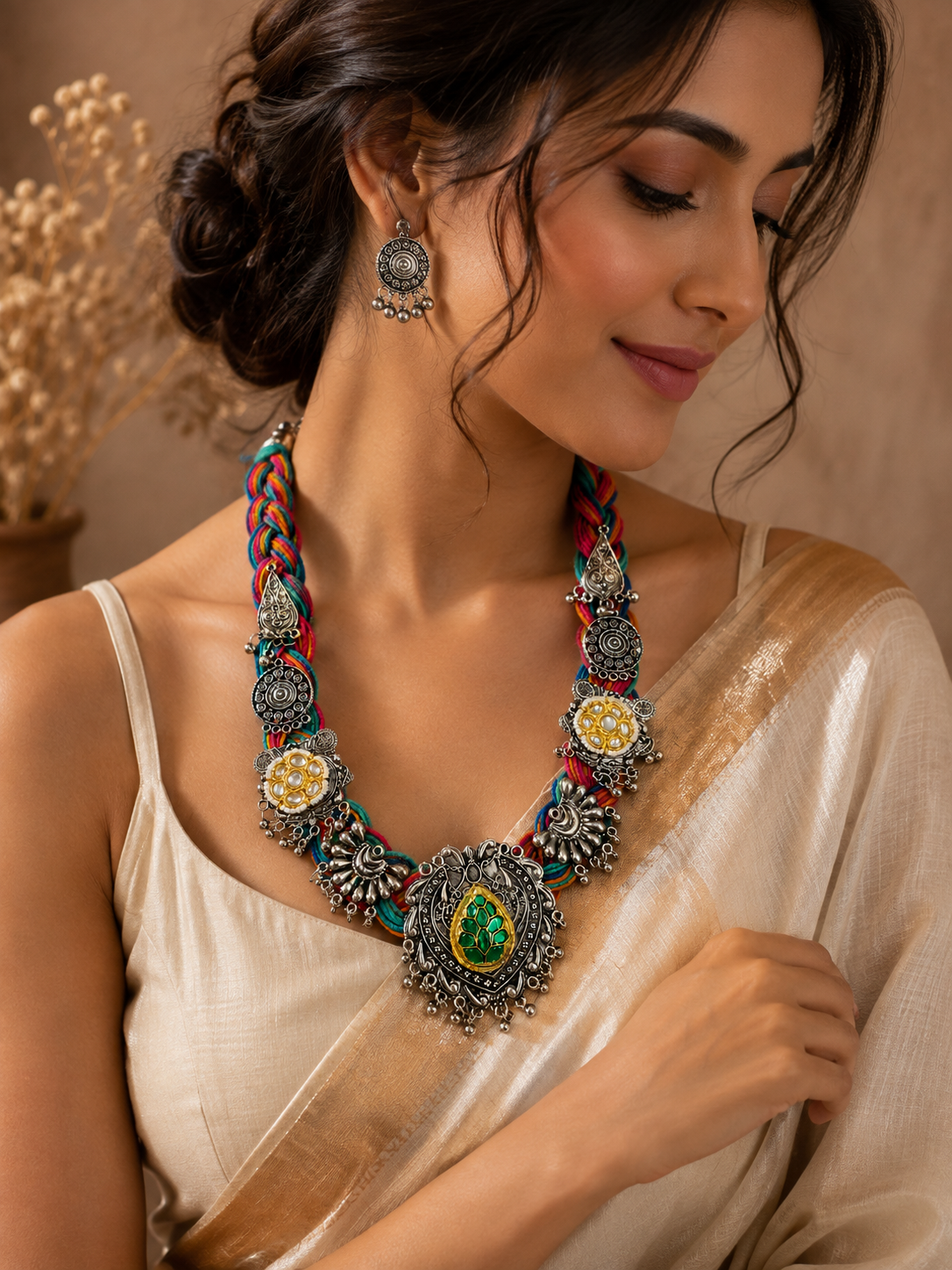 The Rangrez Royale Multicolor Jute Statement Necklace