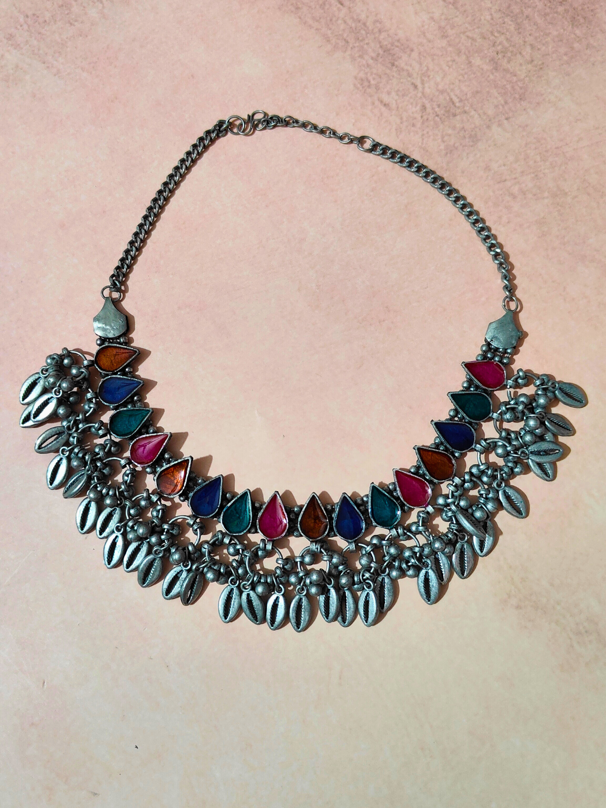 The Steely Cowrie Meenakari Choker Set
