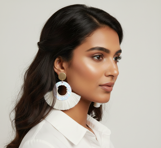 Tassel Tryst Earrings in Off White