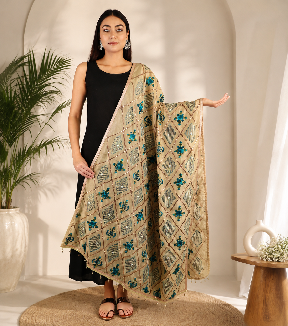 The Serene Sponge Phulkari Dupatta