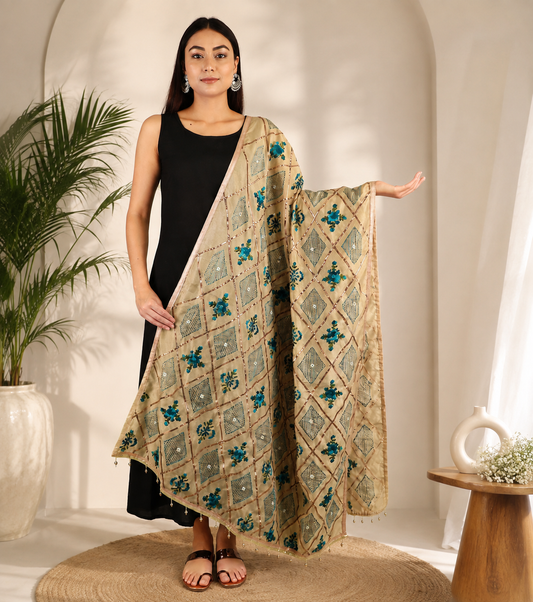 The Serene Sponge Phulkari Dupatta