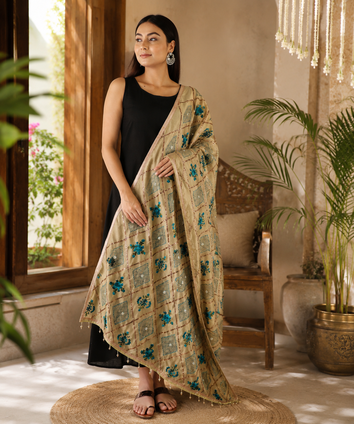 The Serene Sponge Phulkari Dupatta