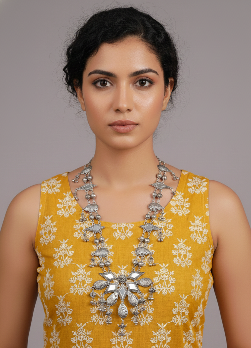 Oxidized Silver Treasure Trove Coral Necklace