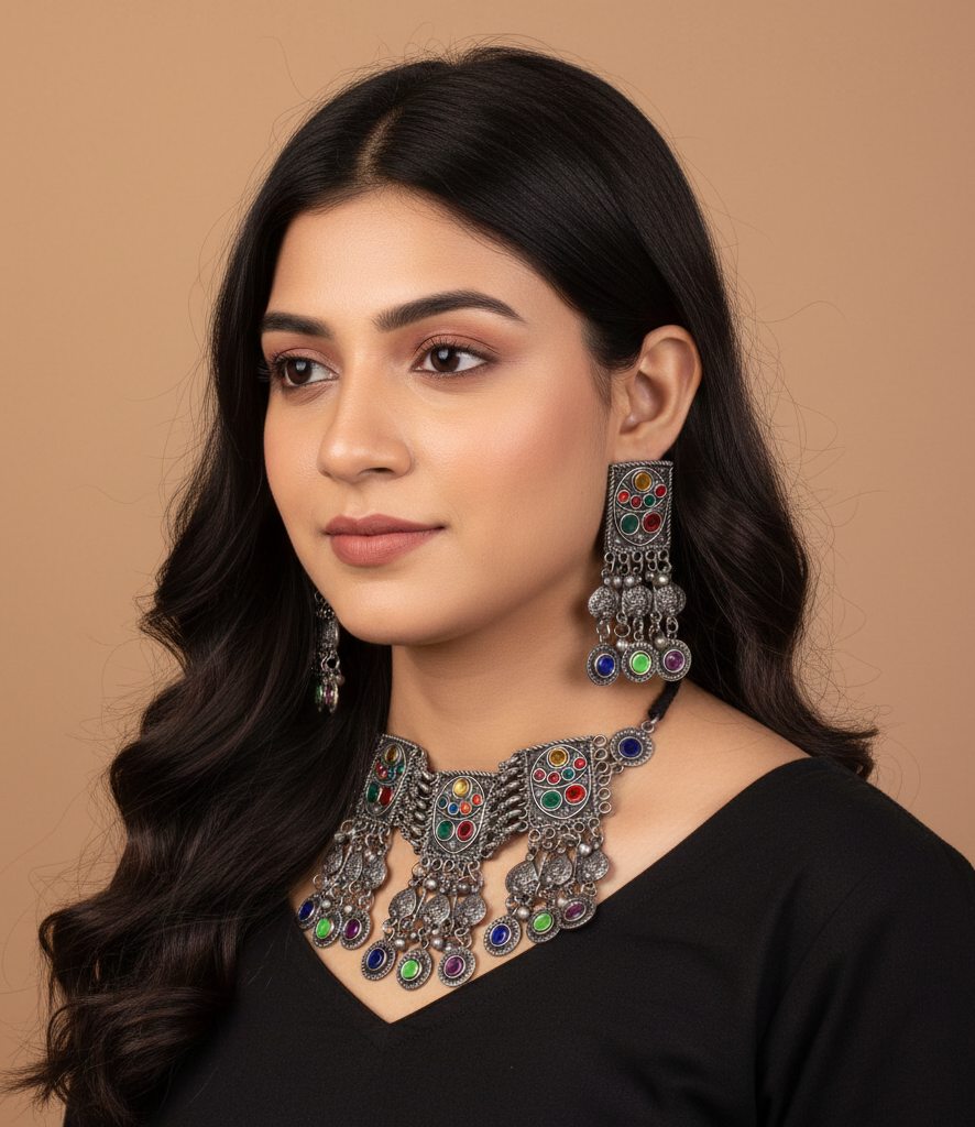 The Eloquent Colourful Clasped Choker Set