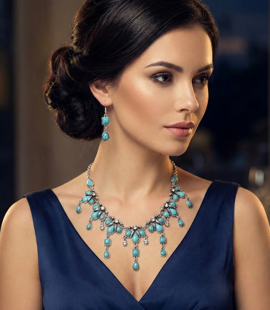 Queen of Greece Necklace Set in Turquoise