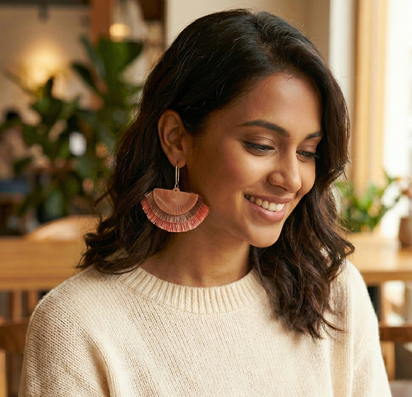 Pastel Pink Tassel Earrings