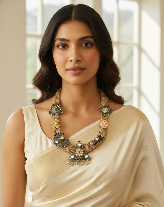 The Metal Imprint Jute Necklace