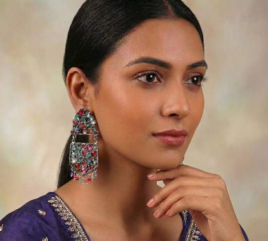 The Flower Pearl Afghani earing in Multicolor