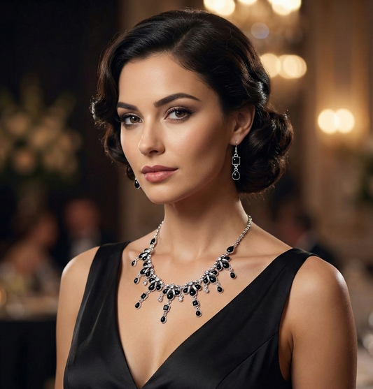 Queen of Greece Necklace Set in Black