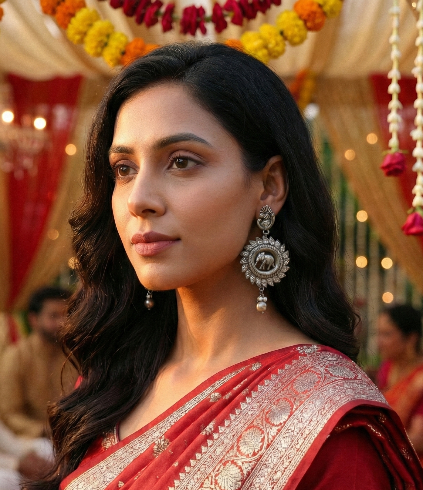 The Vaaran Brass Silver Look Alike Earring