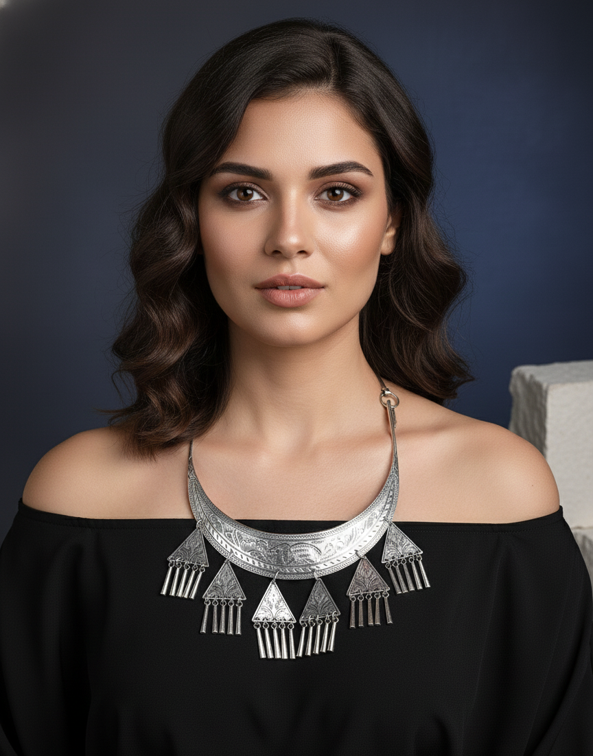 Hasli Necklace with Triangular Trinkets