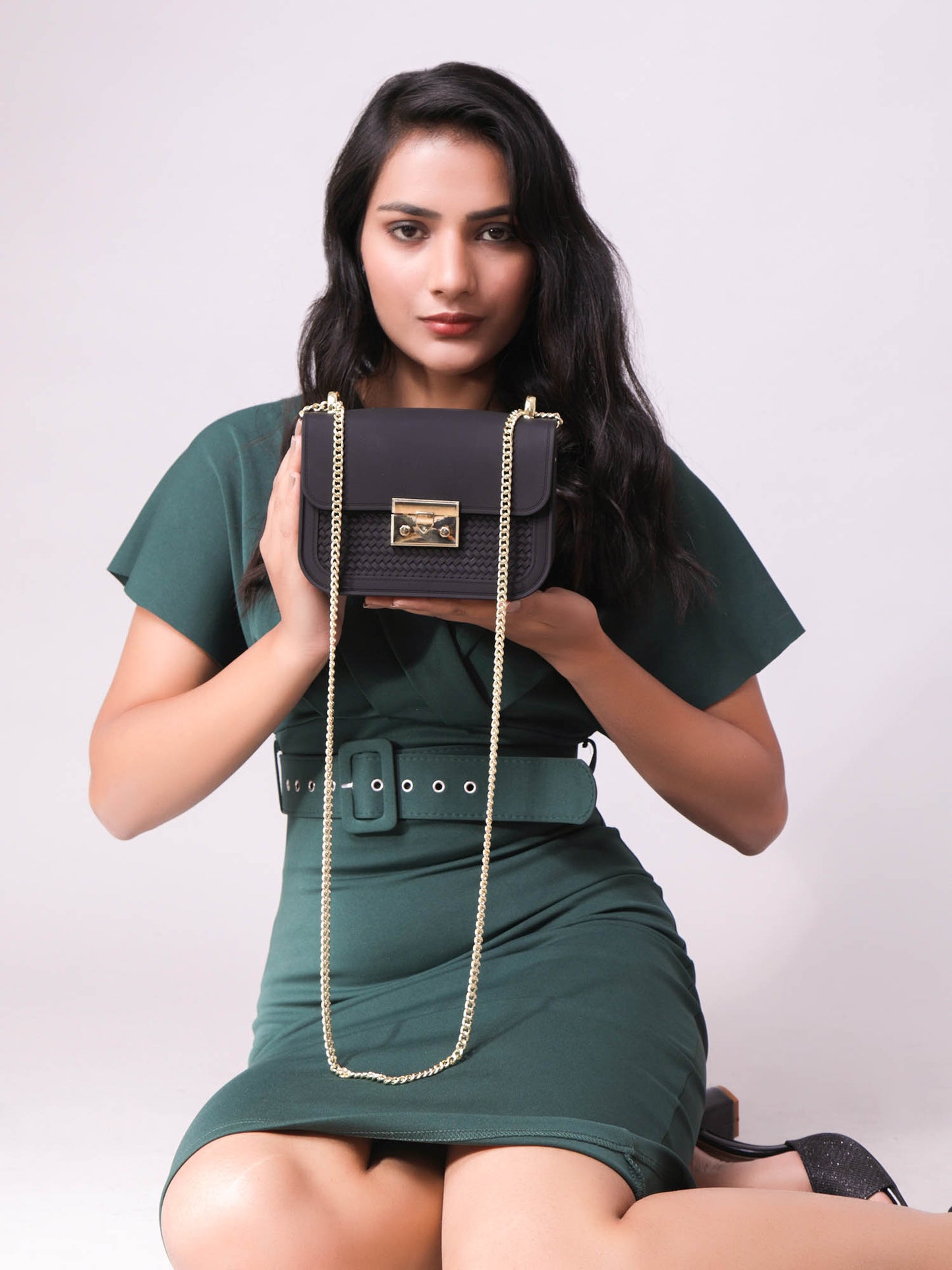 The Wavey Patch Black Sling Bag